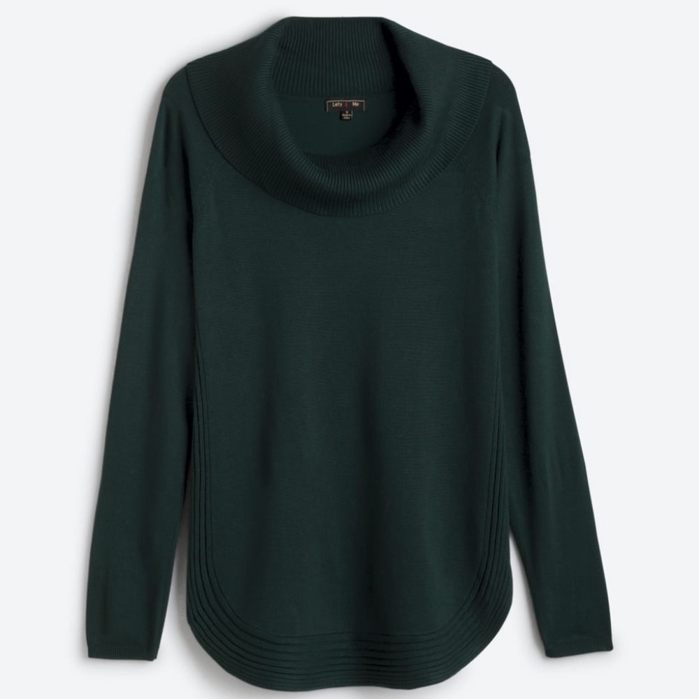 Lety & Me Ece Cowl Neck Curved Hem Pullover XXL